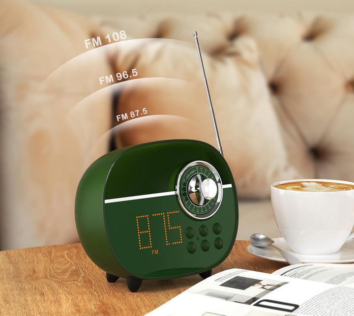 iTOMA Retro Wecker mit Bluetooth, Vintage FM Radio, Freisprecheinrichtung, Nachtlicht, Unterstützung