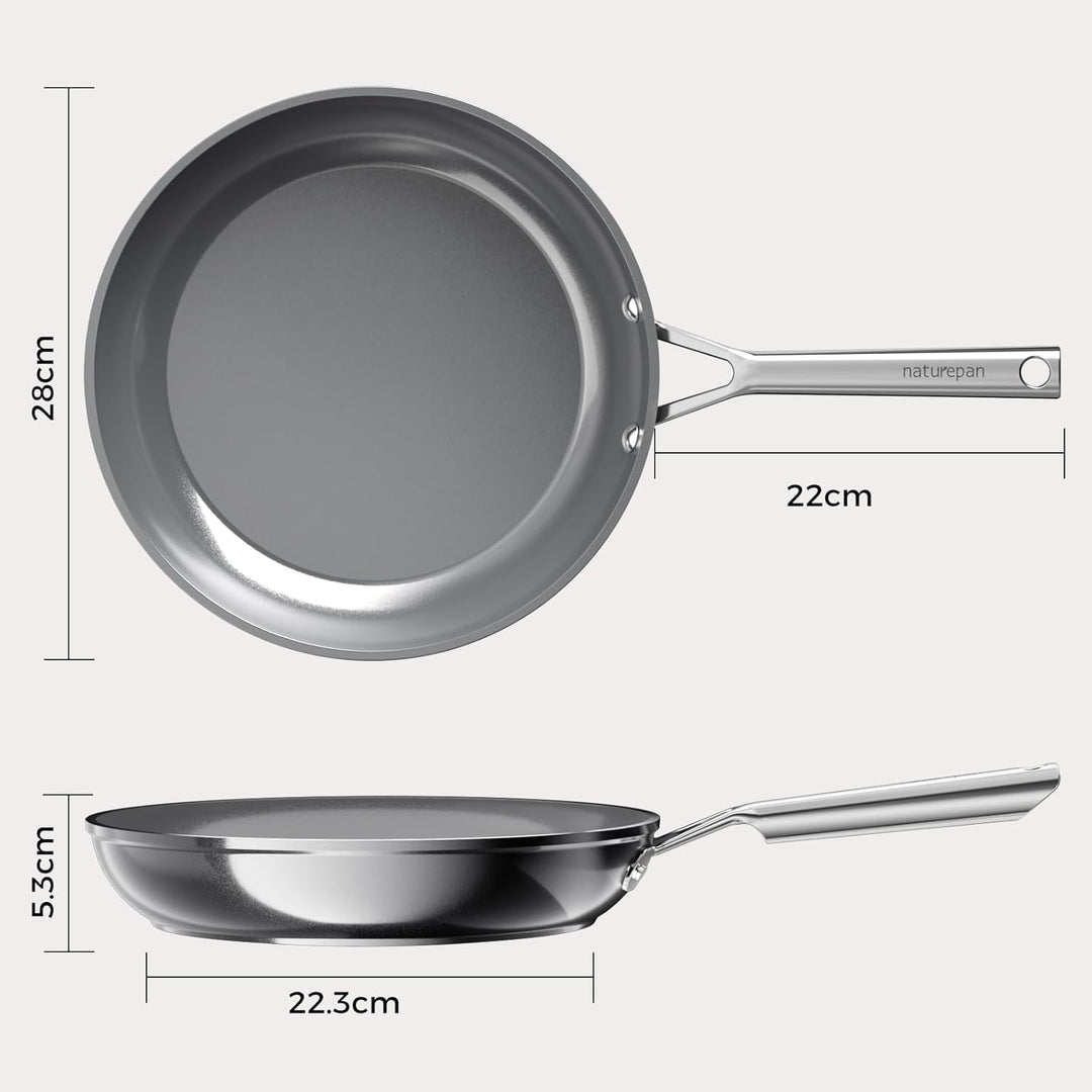 DiamondTitan Keramik Pfanne 28cm, Antihaft Bratpfanne für alle Herdarten, PTFE-frei PFAS-frei PFOA-f