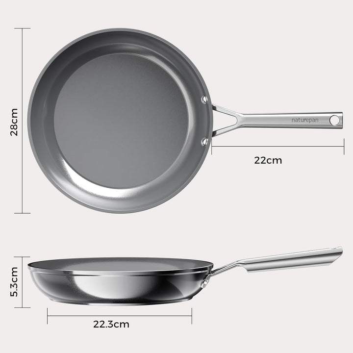 DiamondTitan Keramik Pfanne 28cm, Antihaft Bratpfanne für alle Herdarten, PTFE-frei PFAS-frei PFOA-f