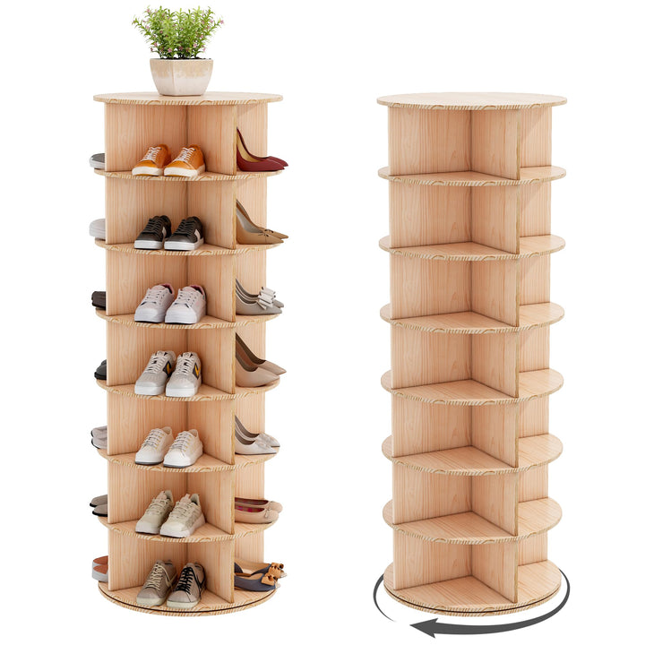 Drehbarer Schuhschrank mit 7 Ebenen, 360° Schuhschrank mit Rundregalen, Karussell für Hüte und Handt