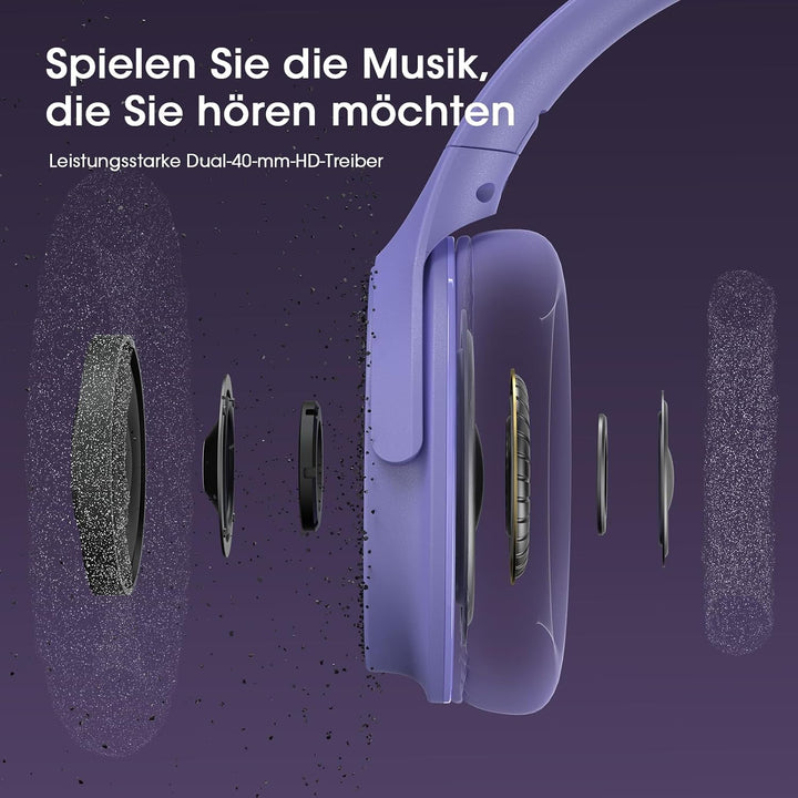 DOQAUS Kopfhörer Kabellose Bluetooth,70 Std.Akku,Lila | Kabellos Faltbare HiFi-Stereo Bluetooth Kopf