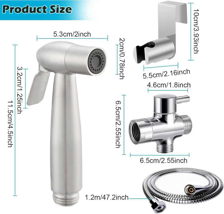 Bidet Handbrause Set, WC-Sprühflasche,Premium Edelstahl Gebürstet Bidet Handbrause, Bidet Sprayer fü