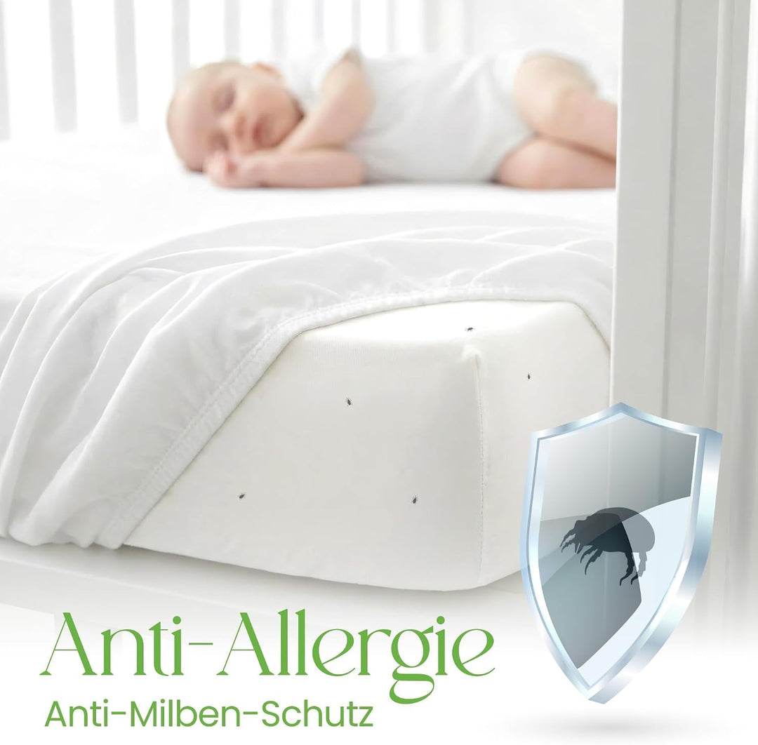 Matratzenschoner 60x120 Baby Wasserdicht 100% Bambus Matratzenschutzbezug für Kinderbetten weiche At