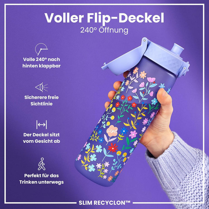 ION8 Trinkflasche 500 ml Auslaufsicher Einhandöffnung Sichere Verriegelung Spülmaschinenfest BPA-fre