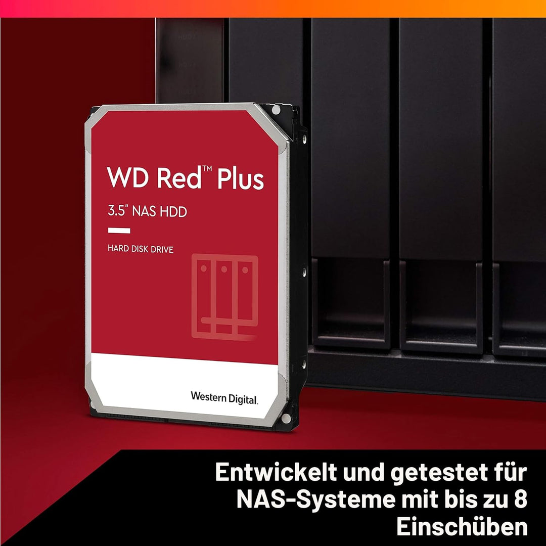WD Red Plus interne Festplatte NAS 2 TB (3,5 Zoll, Workload-Rate 180 TB/Jahr, 5.400 U/min, 64 MB Cac