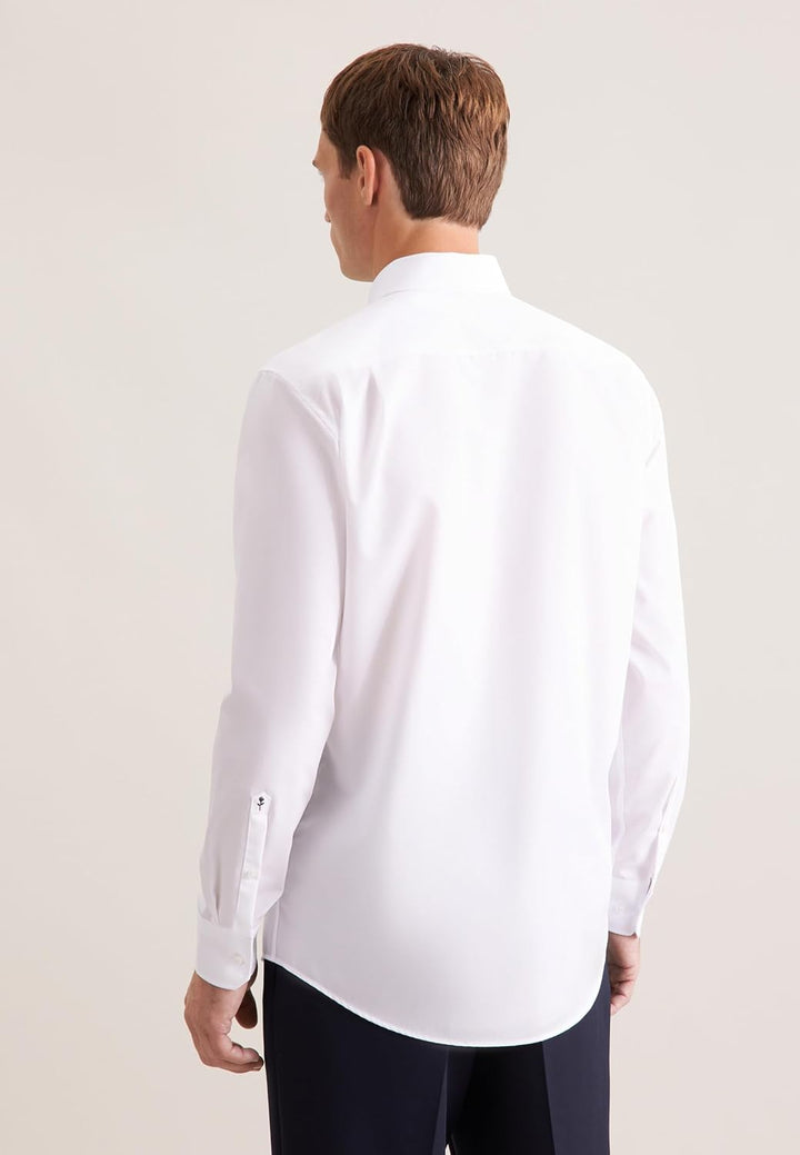 Seidensticker Herren Regular Bügelfrei Button-down Langarm Businesshemd 46 Weiss (White 000), 46 Wei