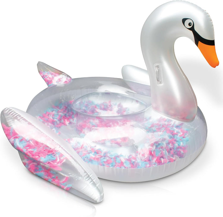 ONBEST aufblasbares XXXL Schwimmtier mit Federn – 183x162x117 cm – Wassertier zum Aufblasen für Erwa