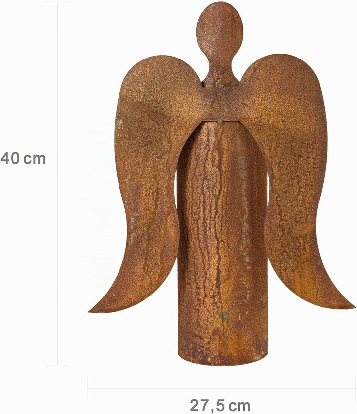 Metall Engel Rost mit Flügeln Edelrost Weihnachtsengel Kerzenhalter Windlicht Pflanzschale Grabdeko