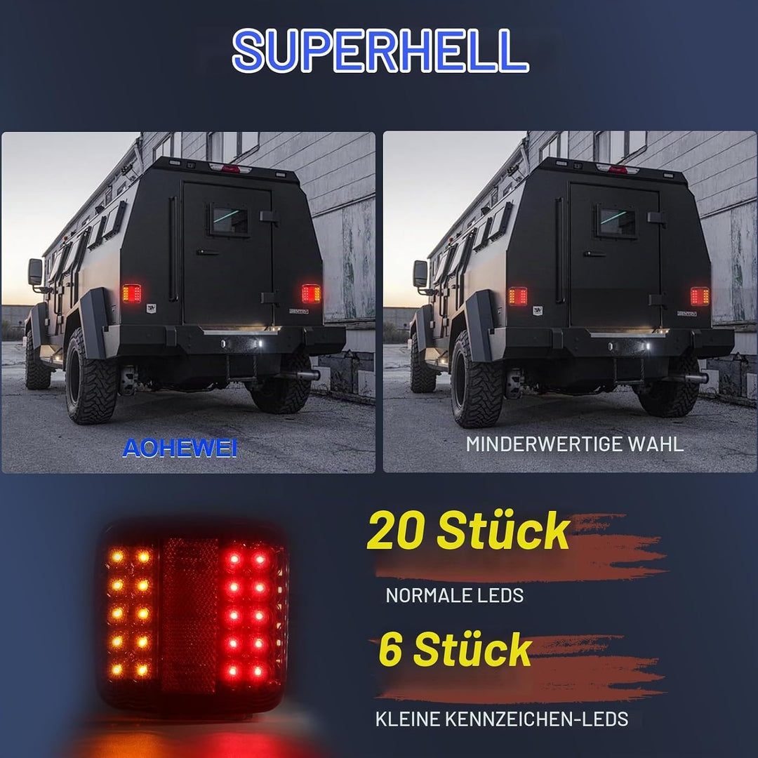 AOHEWEI Magnetische LED Anhänger Rückleuchten Set 12V Verkabelt Bremsleuchte für LKW Anhängerbeleuch