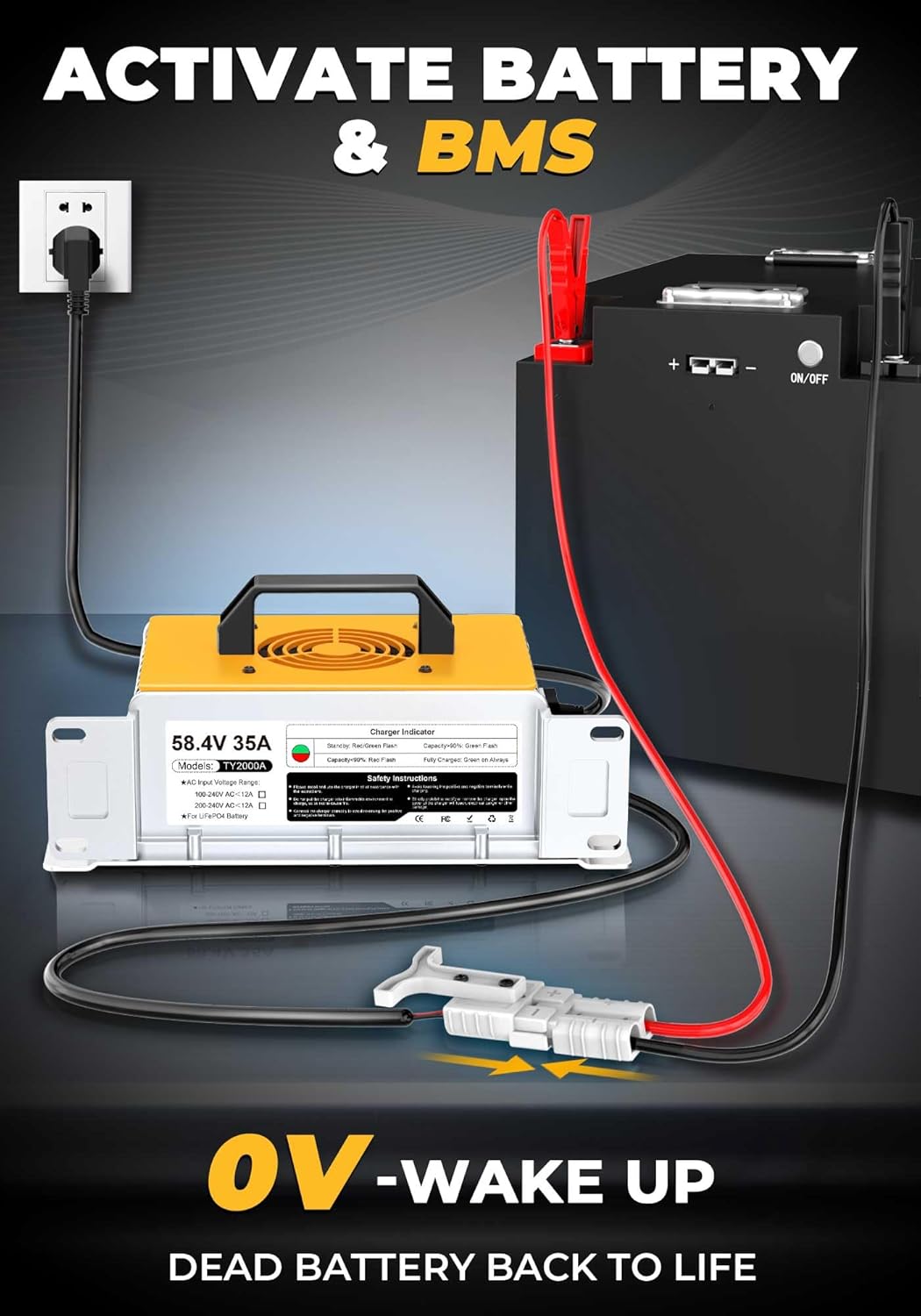 58,4V 35A LiFePO4 Lithium Batterie Ladegerät für 48V(51,2V) Lithium Eisenphosphat, Ladegerät für Lit