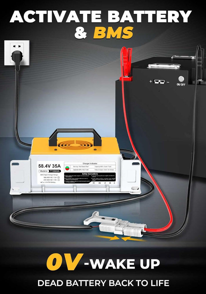 58,4V 35A LiFePO4 Lithium Batterie Ladegerät für 48V(51,2V) Lithium Eisenphosphat, Ladegerät für Lit