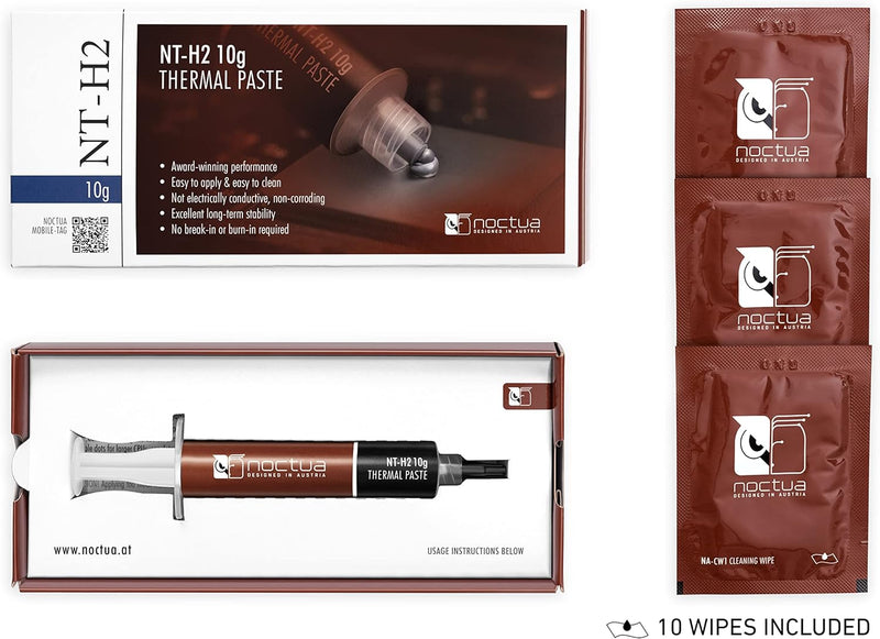 Noctua NT-H2 10g, Wärmeleitpaste für Computer inkl. 10 Reinigungstücher (10g)