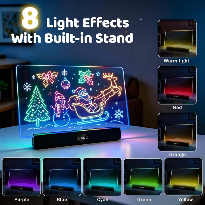 LED Zeichenbrett Kinder wiederaufladbar 8 Farben 11 Modi 15h Akku | 6 Helligkeitsstufen,Ladezeit 2,5