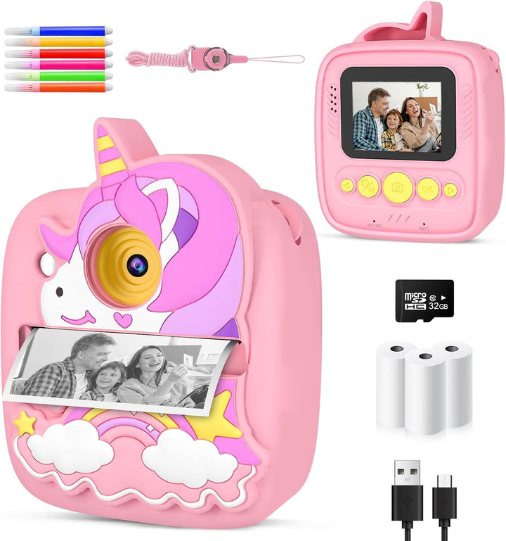 Kinderkamera Sofortbildkamera, 1080P HD 48MP Sofortbildkamera Kinder, Digitalkamera Kinder mit 32GB