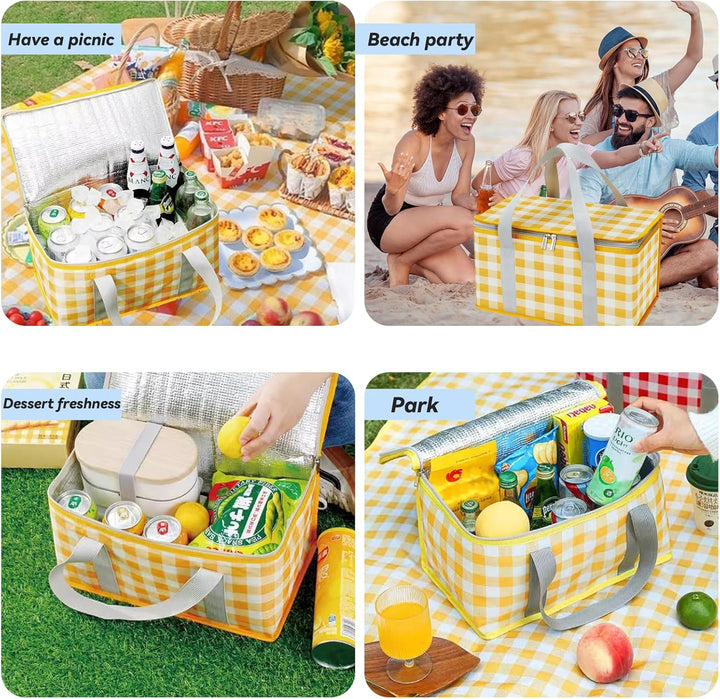 Isolierte Picknickkörbe, 35 x 20 x 20 cm Kühltasche Picknicktasche 15L, mit 150 x 200 cm Picknickdec