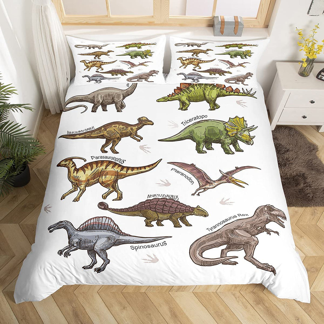 Dinosaurier Bettwäsche Set Kinder Niedlichen Cartoon Dino Bettbezug Für Jungen Mädchen Teens Dschung