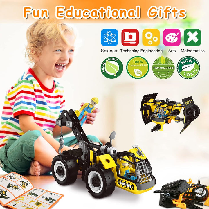 HOMETTER Konstruktionsspielzeug für 5 6 7 8+ Jahre alte Jungen Geschenk, 6 in 1 Engineering Spielzeu