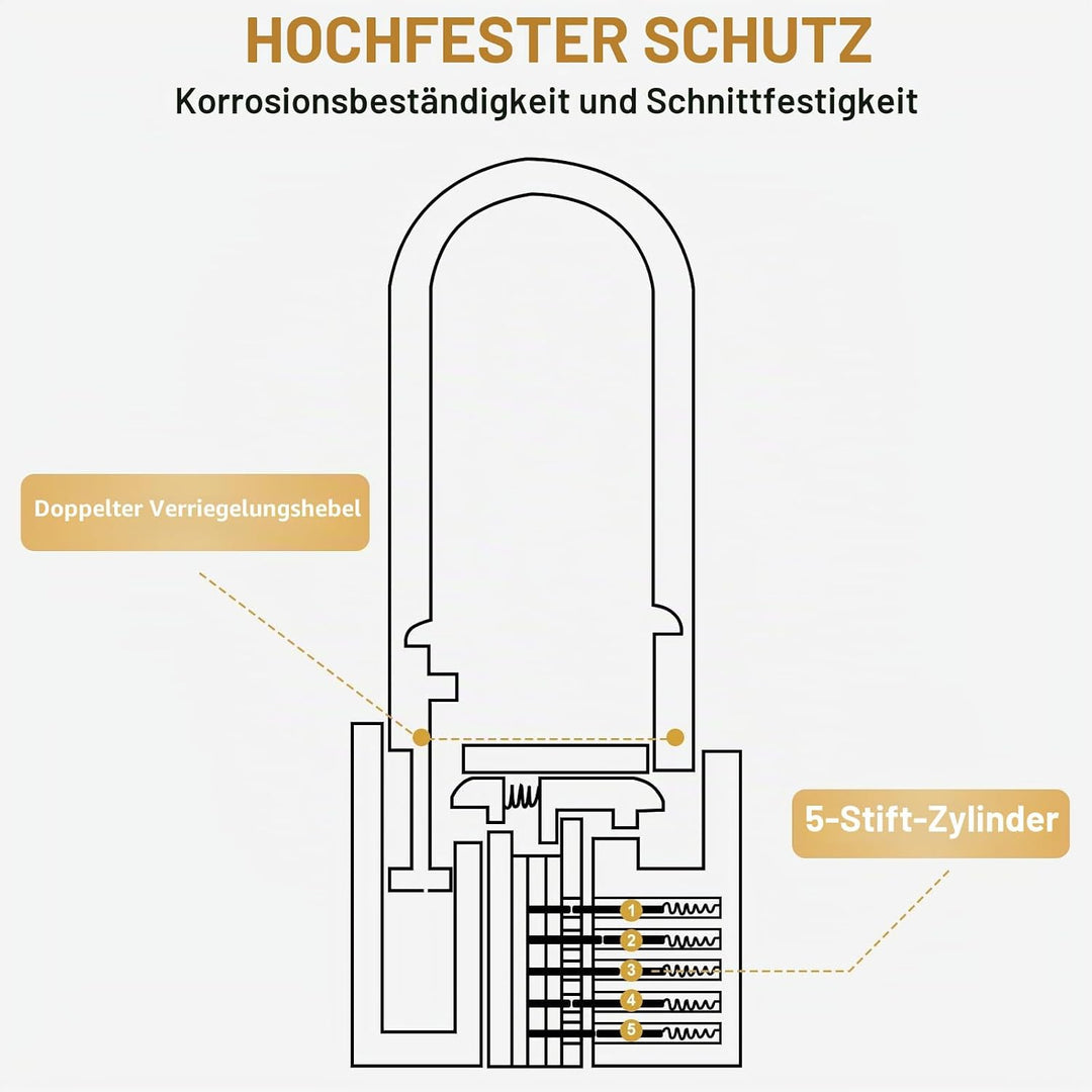 Diyife [2 Stück] Messing Vorhängeschloss mit 6 Schlüssel, 6mm Bügelstärke, Massiver Messing-Schloss,