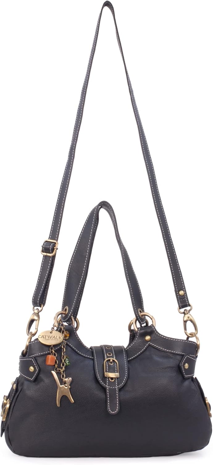 Catwalk Collection Handbags - Leder - Umhängetasche/Schultertasche - Handtasche mit Schultergurt - N
