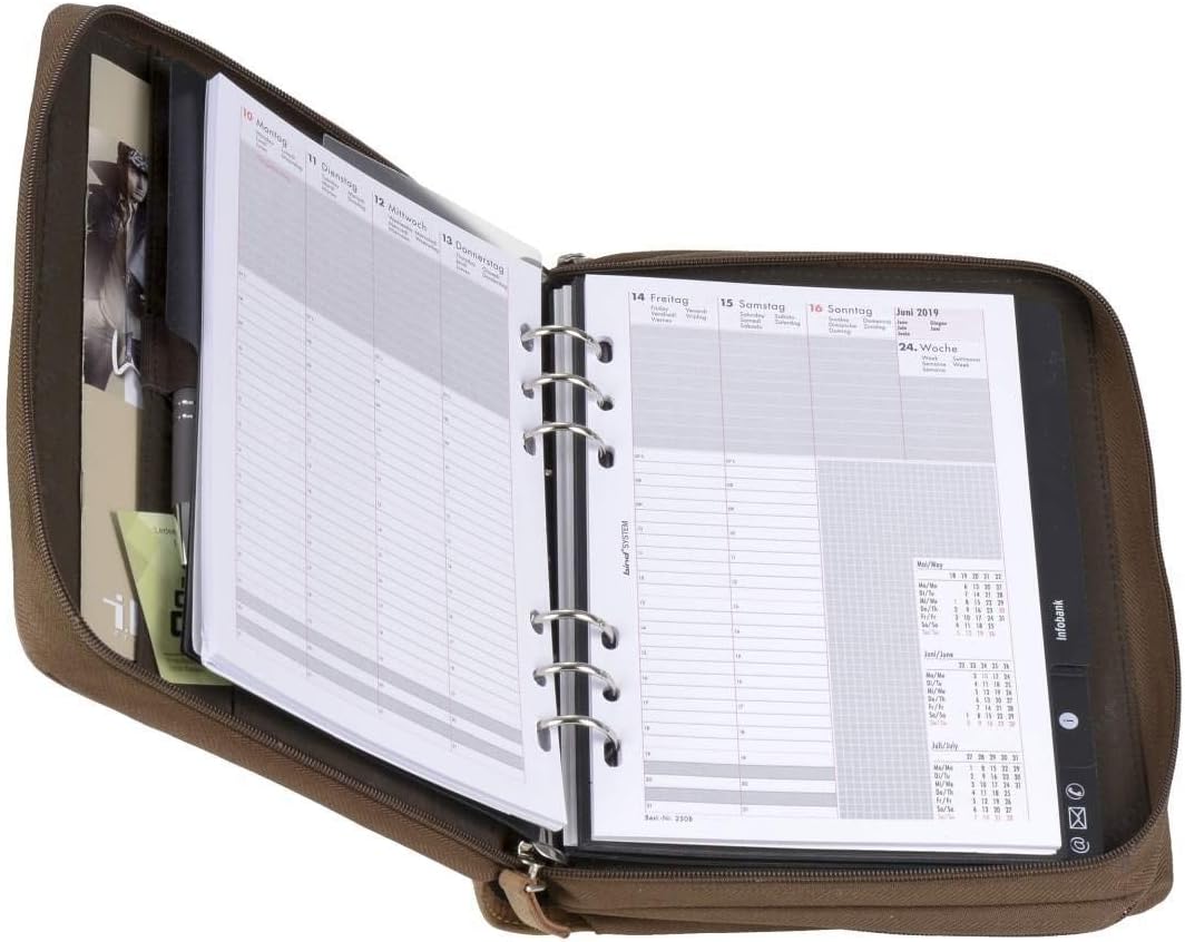 Greenburry Terminkalender A5 Leder braun Vintage DUO 2 Fächer