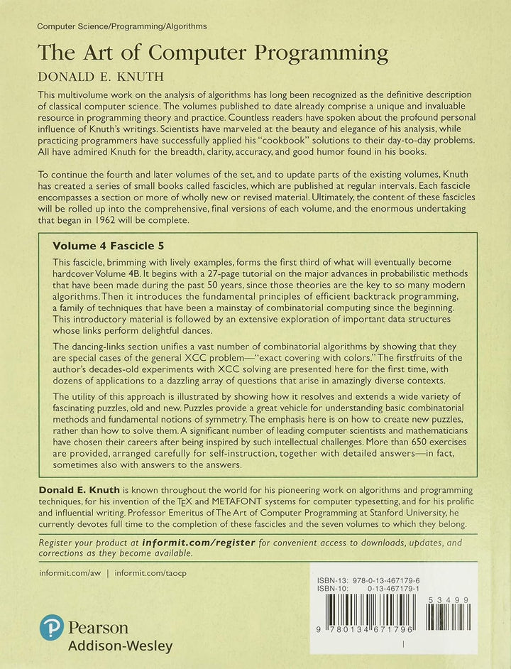 The Art of Computer Programming, Fascicle 5: Mathematical Preliminaries Redux; Introduction to Backt