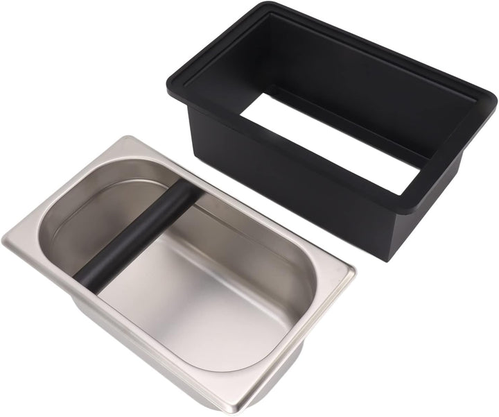 Abklopfbehälter, Edelstahl Espresso Klopfbox Kaffee Abschlagbehälter mit Abnehmbarer Gummi Ausklopfs