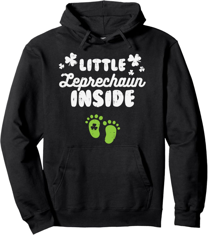 Leprechaun Inside Patricks Day Pregnancy Announcement Gift Pullover Hoodie