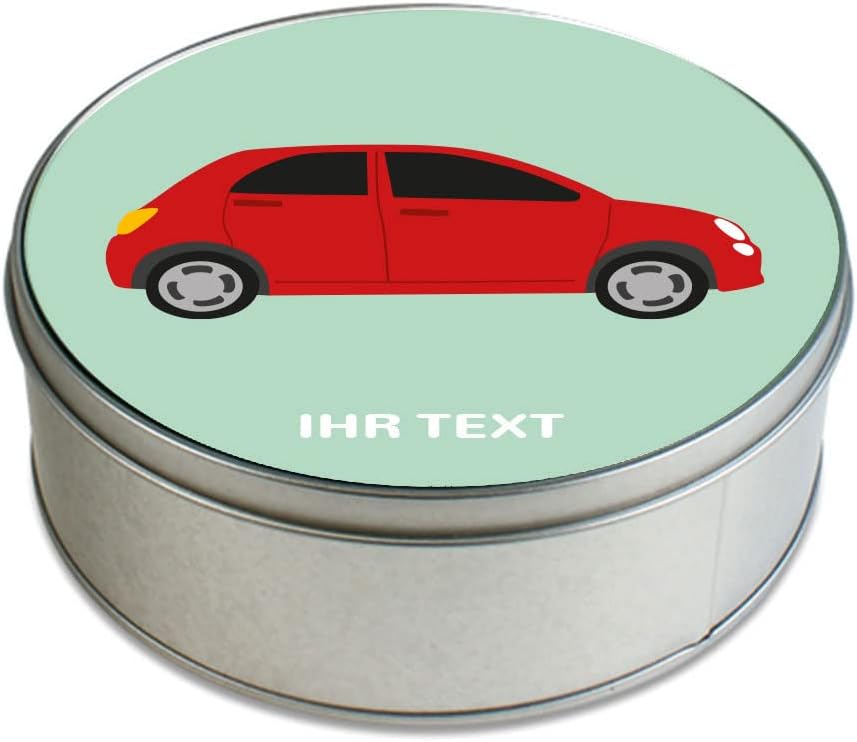 STEMPEL-FABRIK Geschenkdose Rund mit Aufdruck - Motiv Auto - Personalisiertes Geschenk - Keksdose Gr