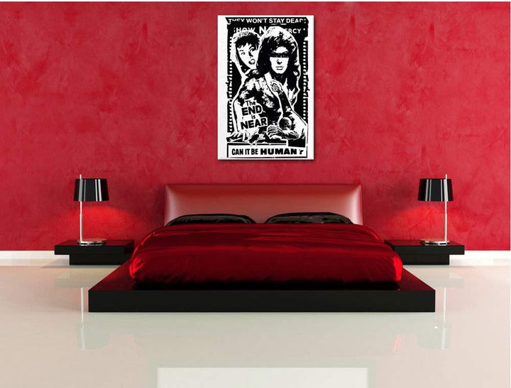 Horror invasion white Leinwandbild Bild auf Leinwand, XXL riesige Bilder fertig gerahmt mit Keilrahm