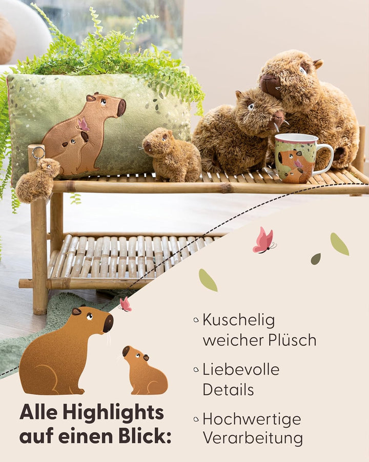 NICI Kuschelkissen Capybara Capy-Barbara 43 x 25cm - Flauschiges Capybara Kuscheltier Kissen für Mäd