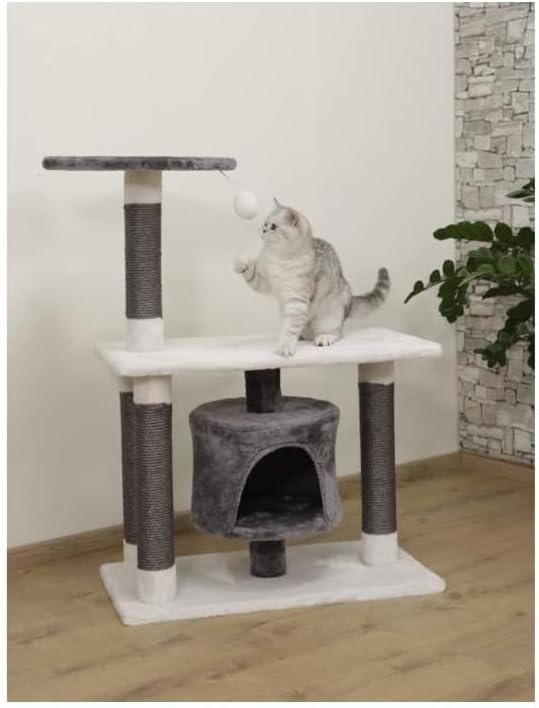 Kerbl Pet Kratzbaum Jade Darklight, Katzenbaum für kleine bis mittelgrosse Katzen, Mit Sisalsäulen/H