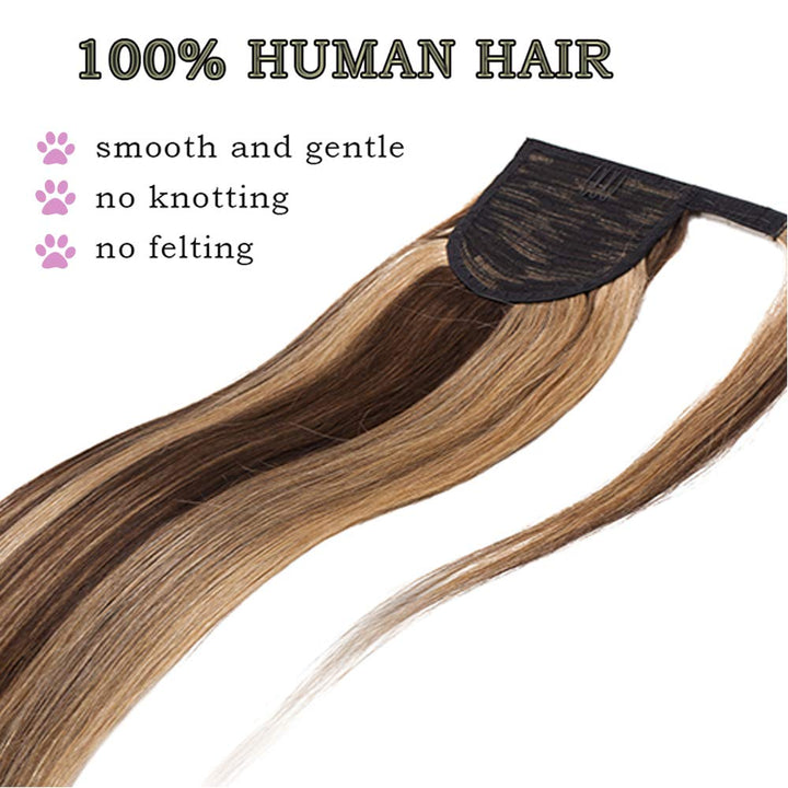 SEGO Ponytail Pferdeschwanz Haarteil Echthaar Zopf Extensions Haarverlängerung Clip in Pony Remy Hai
