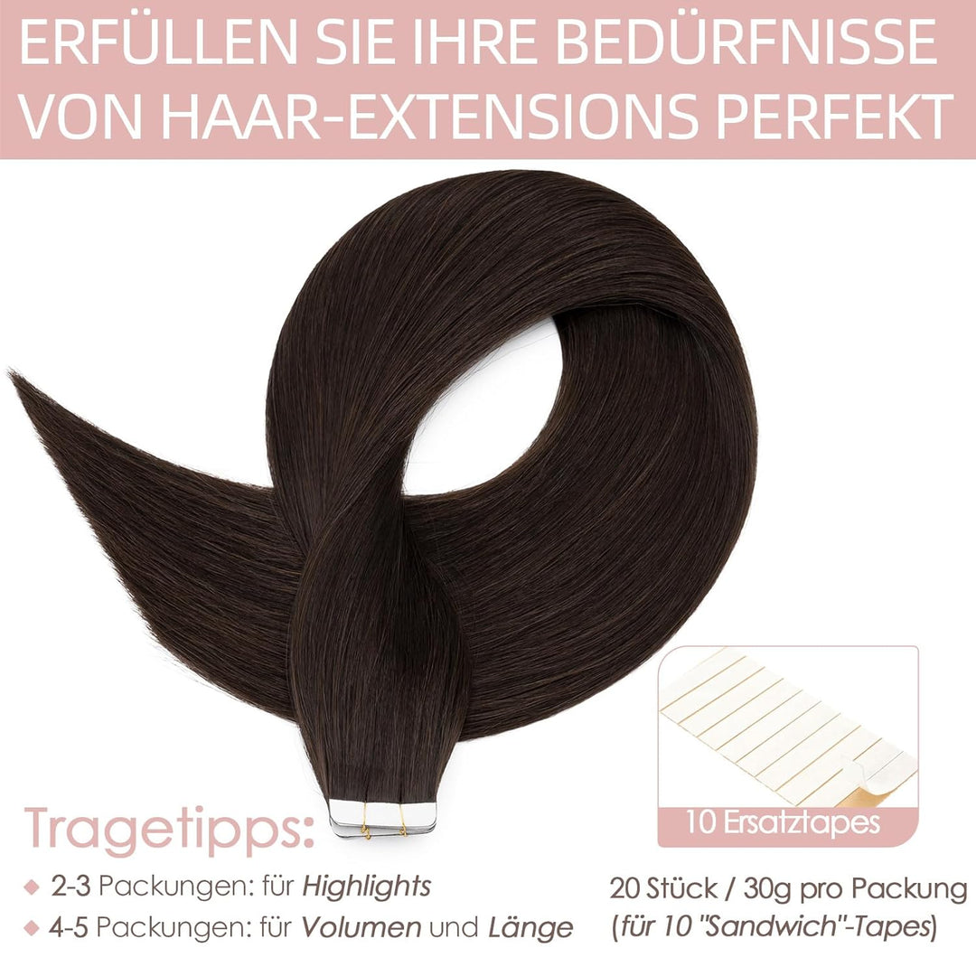 Silk-co Tape in Extensions Echthaar 20stk, leicht Version Tape Extensions Echthaar, Remy Haarextensi