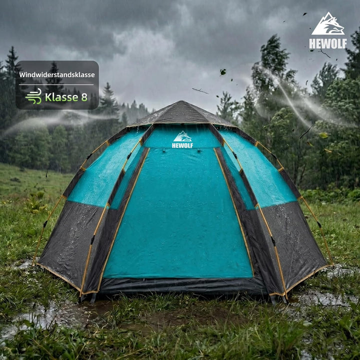 Hewolf Camping Zelt - Zelt 2/3/4 Personen Wasserdicht mit Vorzelt Familienzelt Einfache Einrichtung