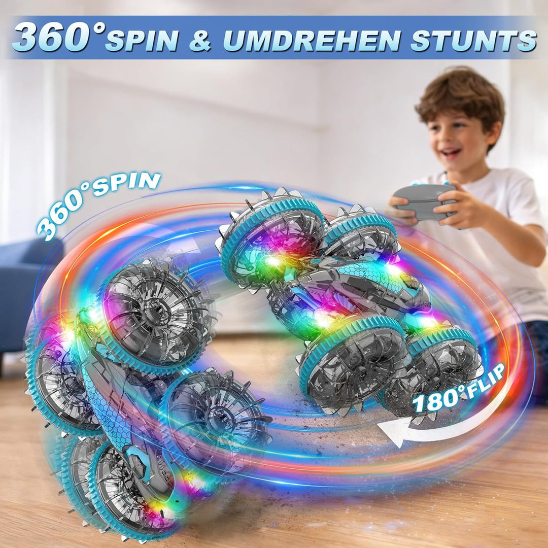 MidiVix Amphibienfahrzeug Ferngesteuertes Auto, 90 Min Spielzeit, 2.4GHz Double-Sided Stunt RC Auto