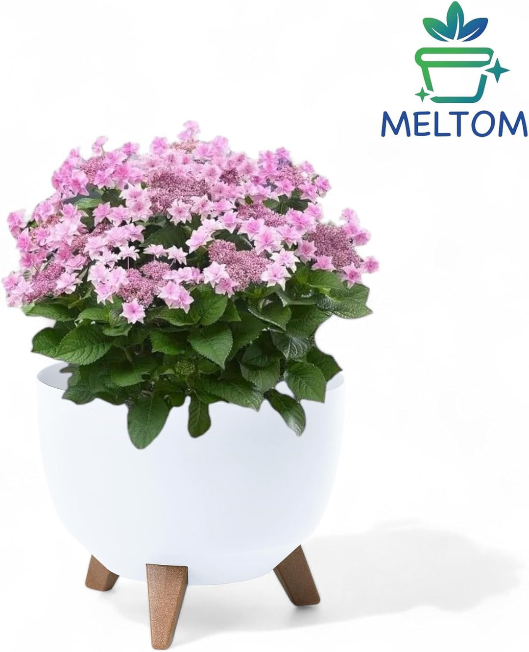 MELTOM Blumentopf mit Füssen aus Kunststoff Schale Rund mit Einsatz Kräutertopf (Weiss, M+ 33 cm) We