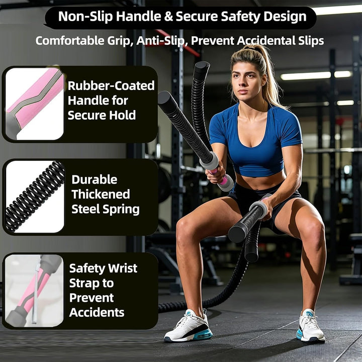 3-in-1 Seilfreie Kampfseile 2pcs, Battle Ropes mit Gummibeschichtetem Rutschfester Griff, Verdicktem