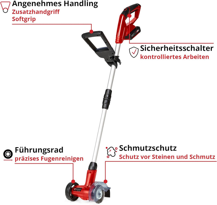Einhell Akku-Fugenreiniger GE-CC 18 Li Kit Power X-Change (stufenloser Teleskop-Führungsholm, wechse