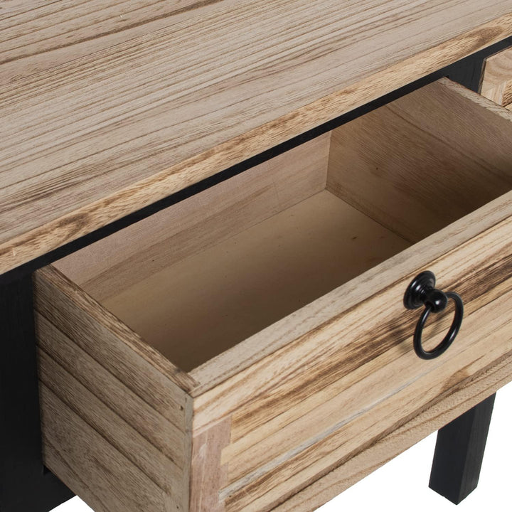 DRW Konsole, Holz und MDF, Schwarz/Natur, 163x3.5x81 cm