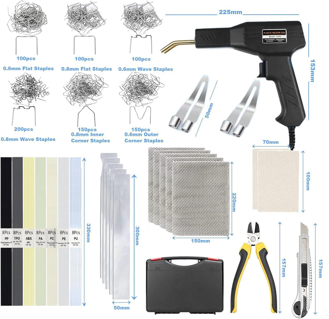 220W Kunststoff Schweissgerät, 2-in-1 kunststoff Schweissen Maschine mit 800PCS Schweissnägel (6-Mod