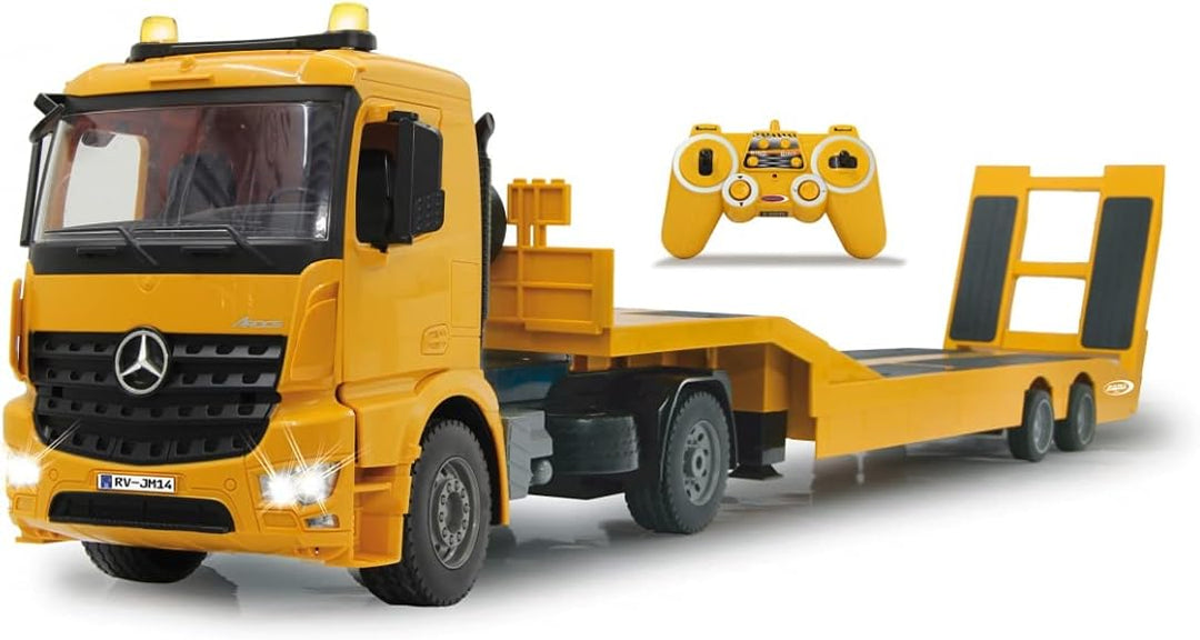 JAMARA 405107 - Tieflader Mercedes Arocs 1:20 2,4GHz - An- und Abkoppeln , Tiefladerabstützung + Ram