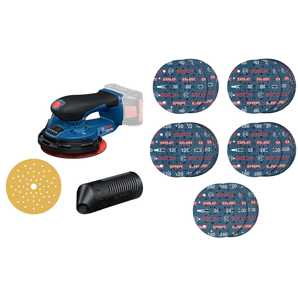 Bosch Professional 18V System Akku-Schleifer GEX 18V-150-3 (inkl. 1x Schleifpapier, 1x Staubbox, 1x