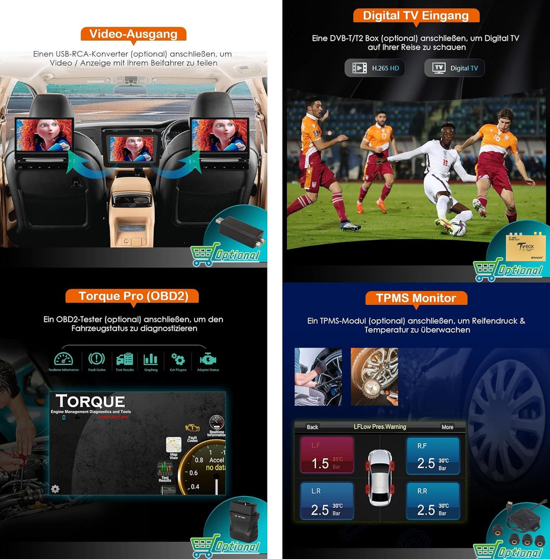 Erisin Android 14 9 Zoll 4GB RAM+64GB ROM 8-Kern Autoradio GPS Navi für VW Passat B6 Golf V VI Toura