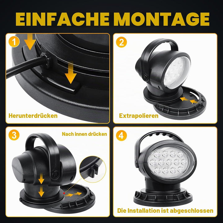 Willpower 50W 360 Grad rotierende Fernbedienung LED Suchscheinwerfer Arbeitslicht 12-24V Spot für Ge