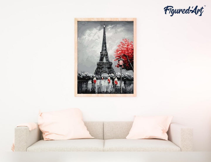 Figured'Art Malen Nach Zahlen Erwachsene Mit Rahmen Paris Eiffelturm - Paint by Numbers Basteln DIY