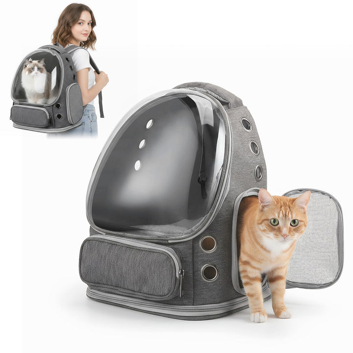 Katzenrucksack Bubble Transparent, Haustier Rucksack mit Netzfenster - Tragbarer & Faltbarer Hundetr