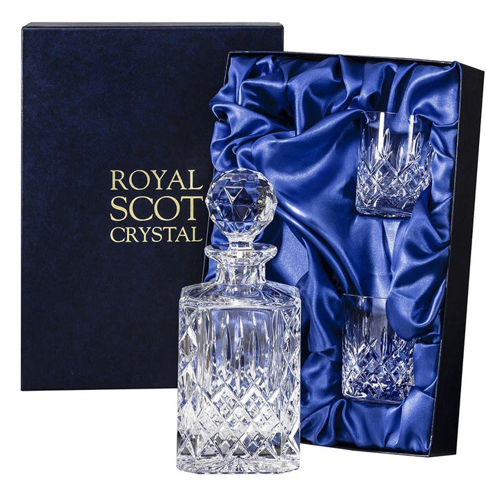Carafe à Whisky Cristal &2 verres à Whisky dans une boîte de présentation Motif Londres