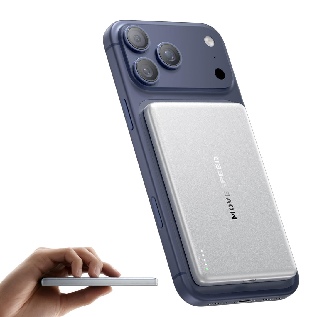 MOVE SPEED Magsafe Power Bank Magsafe Powerbank Slim 5000mAh Magnetische Power Bank USB C 18W Wirele