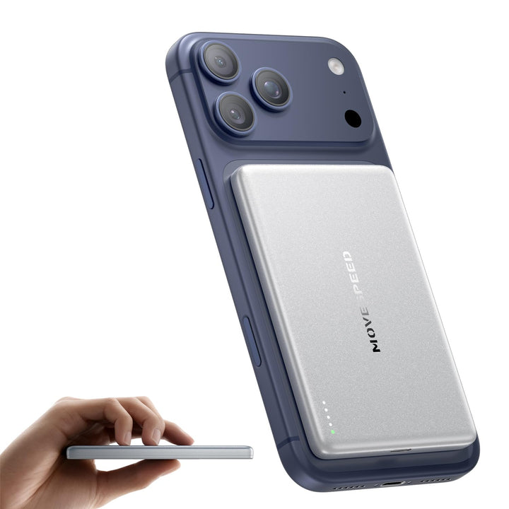 MOVE SPEED Magsafe Power Bank Magsafe Powerbank Slim 5000mAh Magnetische Power Bank USB C 18W Wirele