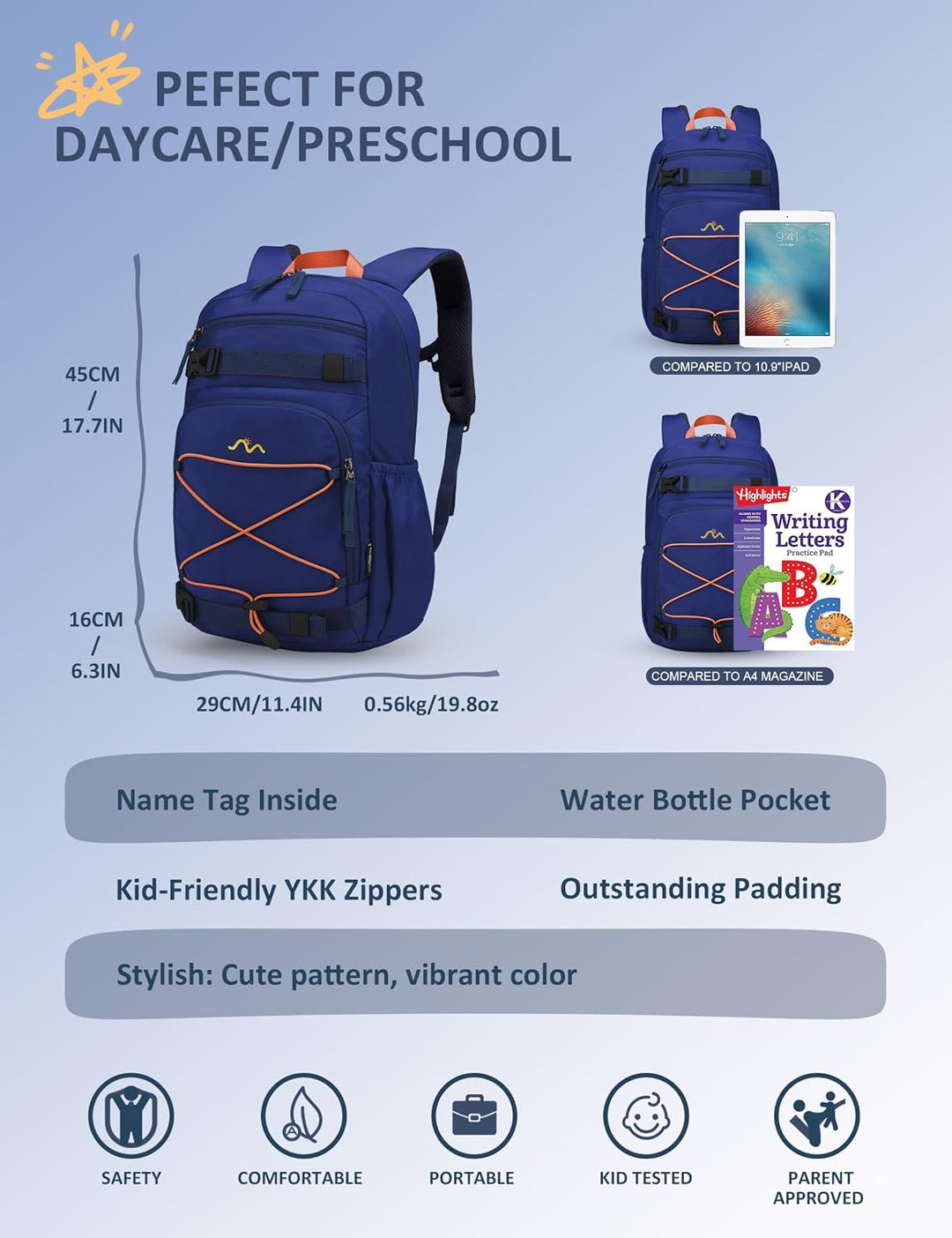 Mountaintop 18L Kinderrucksack Mädchen Jungen für Schule Wandern | Schulrucksack Schultasche mit Bru